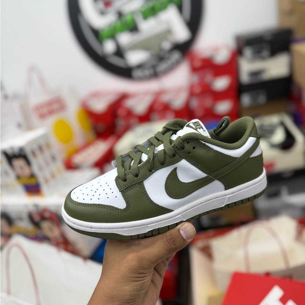 Nike Dunk Low Olive Green & White Low-Top Sneaker - Size 7W